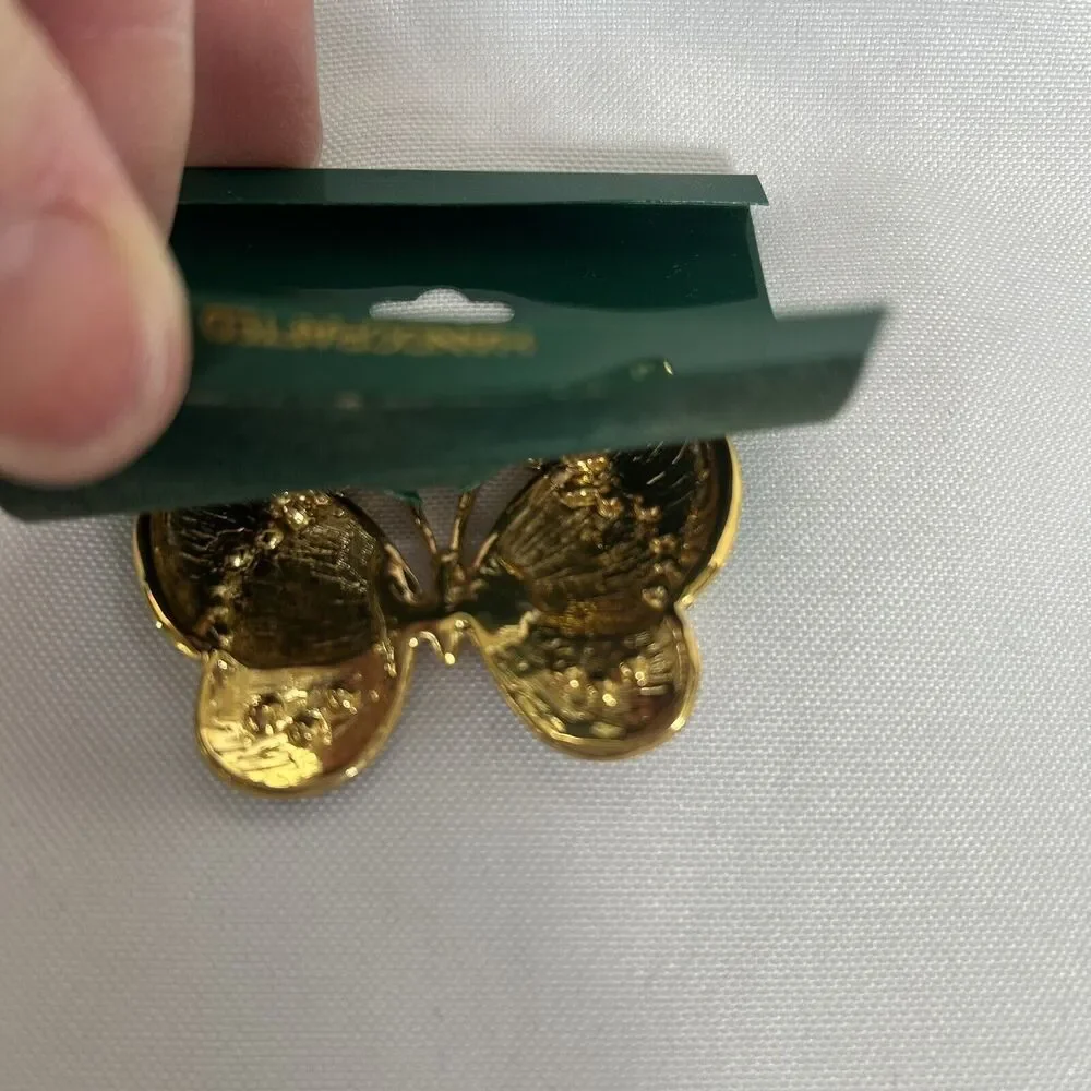 Vintage Genuine Austrian Crystal Butterfly Brooch Pin Handcrafted Colorful